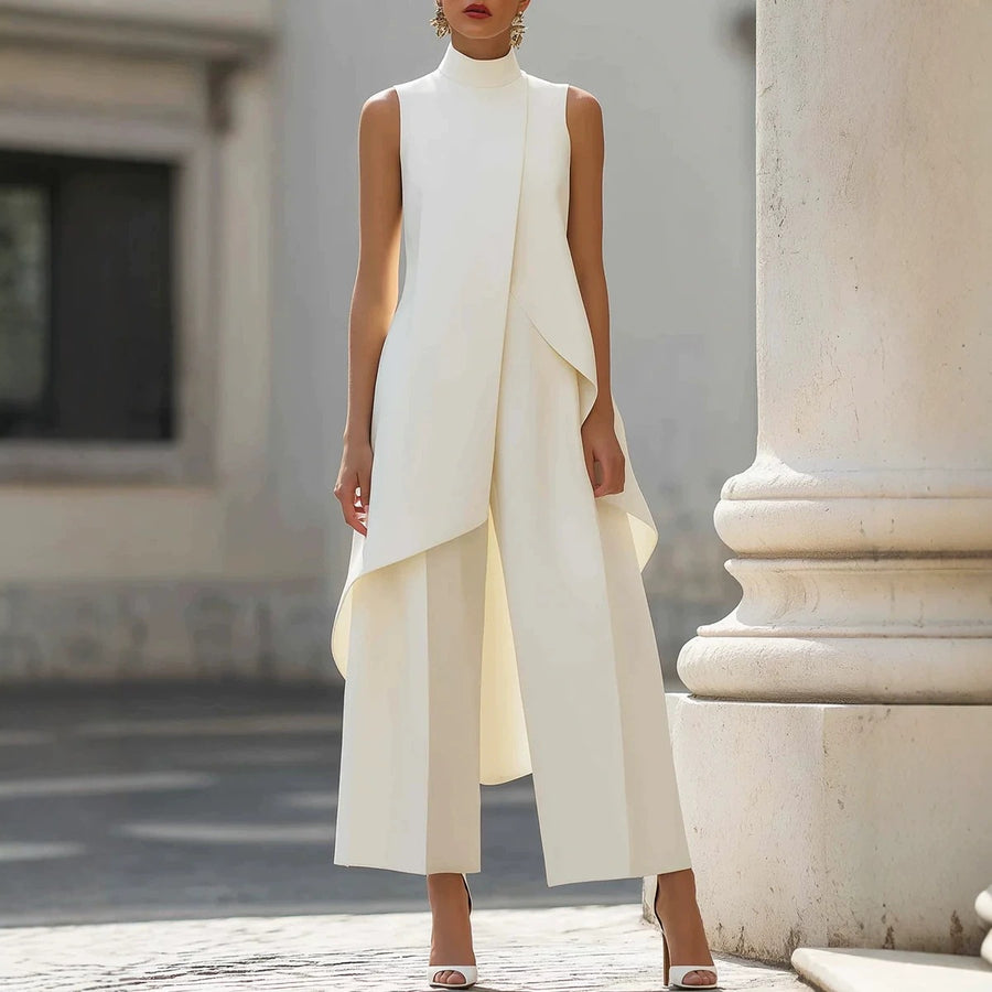 High-Neck Sleeveless Wide-Leg Jumpsuit