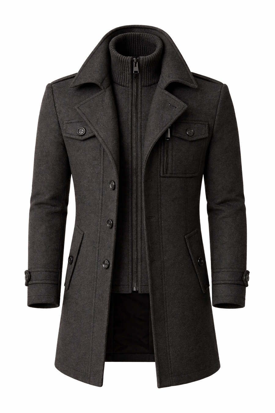 Double-Breasted Wool-Blend Overcoat