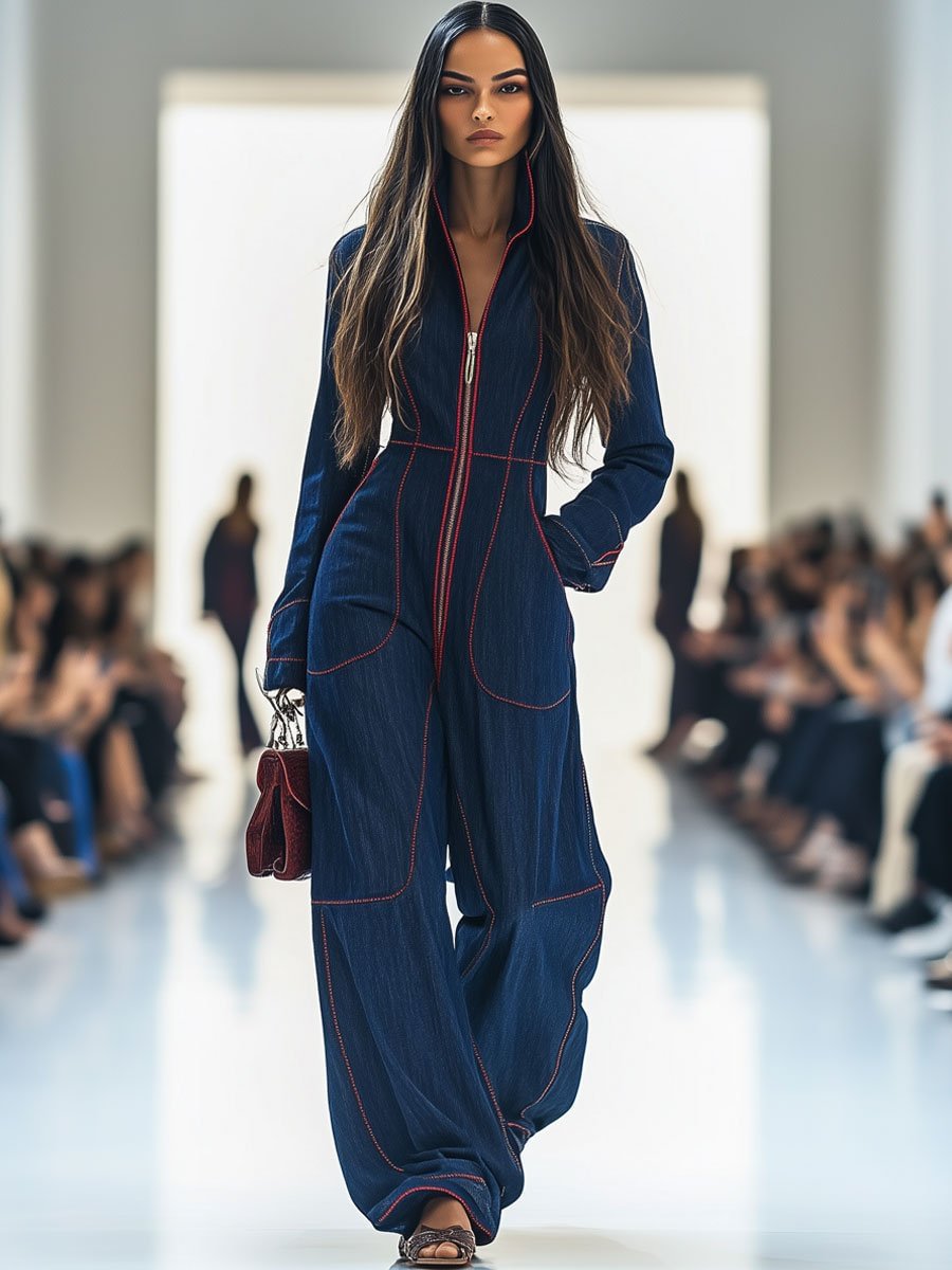 V-Neck Pocket Wide-Leg Jumpsuit