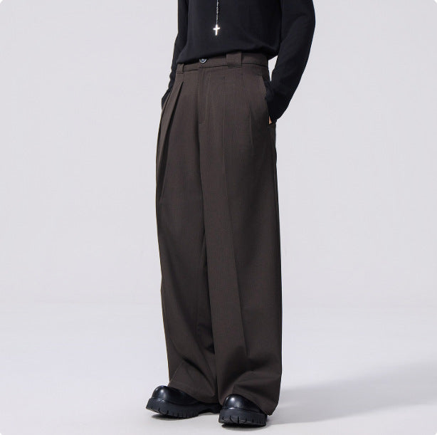 Double-Pleated Wide-Leg Trousers