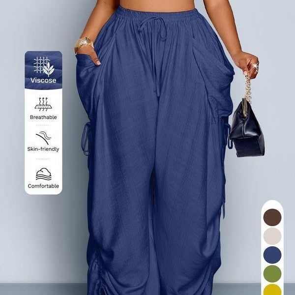 Relaxed Wide-Leg Drawstring Trousers