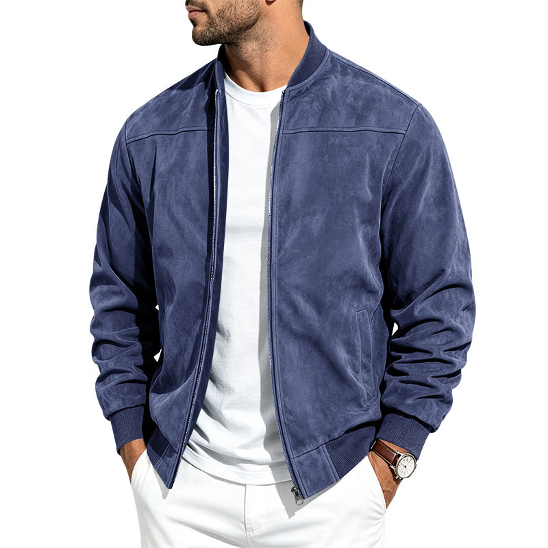 Suede-Look Zip-Front Jacket