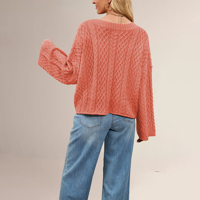Relaxed V-Neck Knitted Cardigan