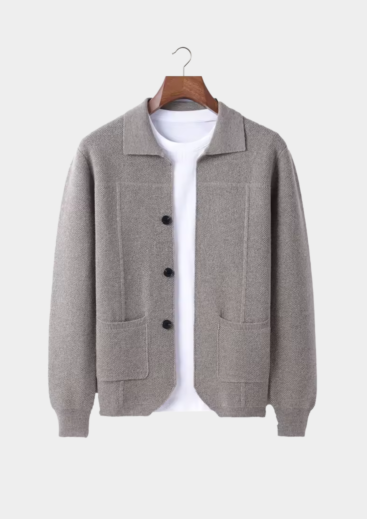 Button-Front Knitted Overshirt