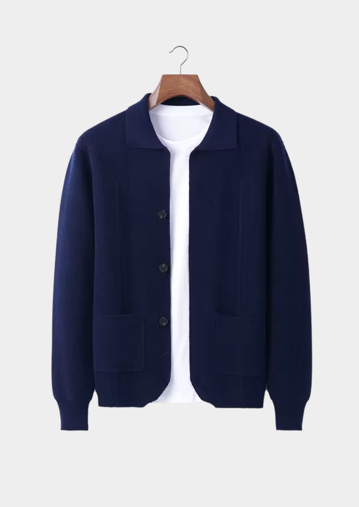 Button-Front Knitted Overshirt