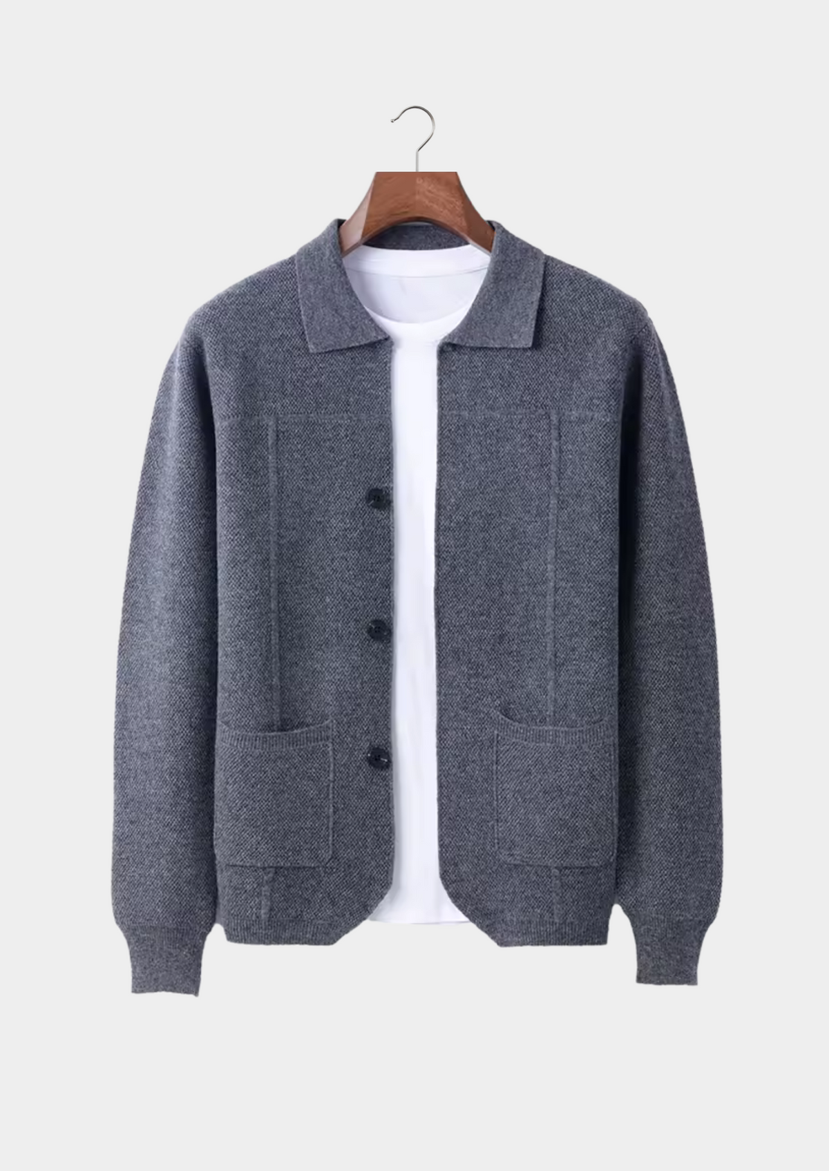 Button-Front Knitted Overshirt