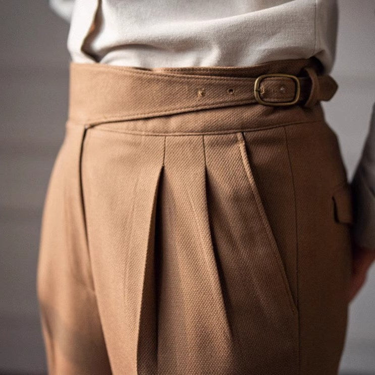 High-Rise Tailored Straight-Leg Trousers