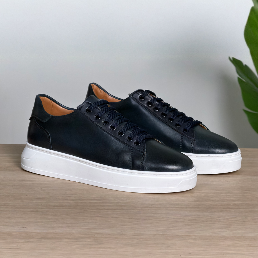 Blue Leather Sneakers