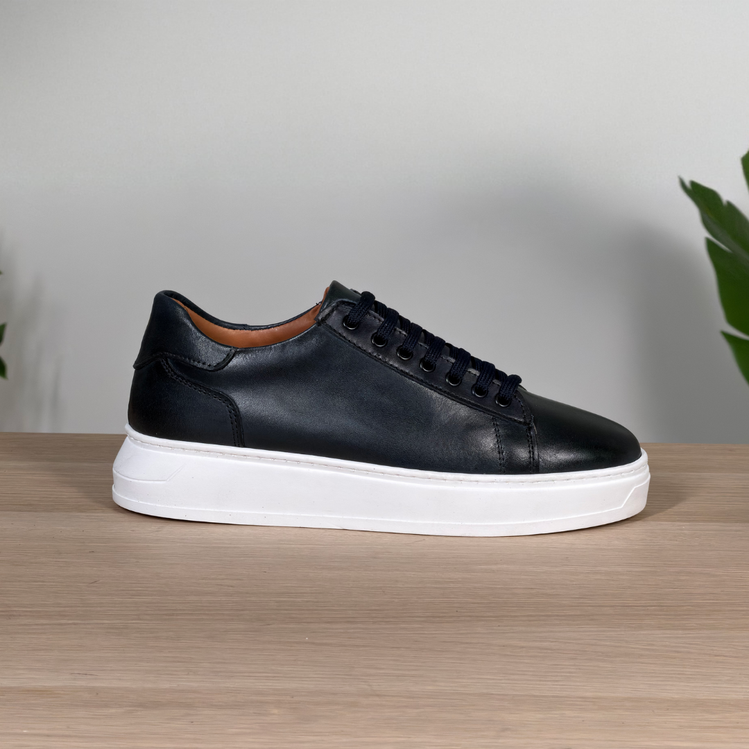 Blue Leather Sneakers
