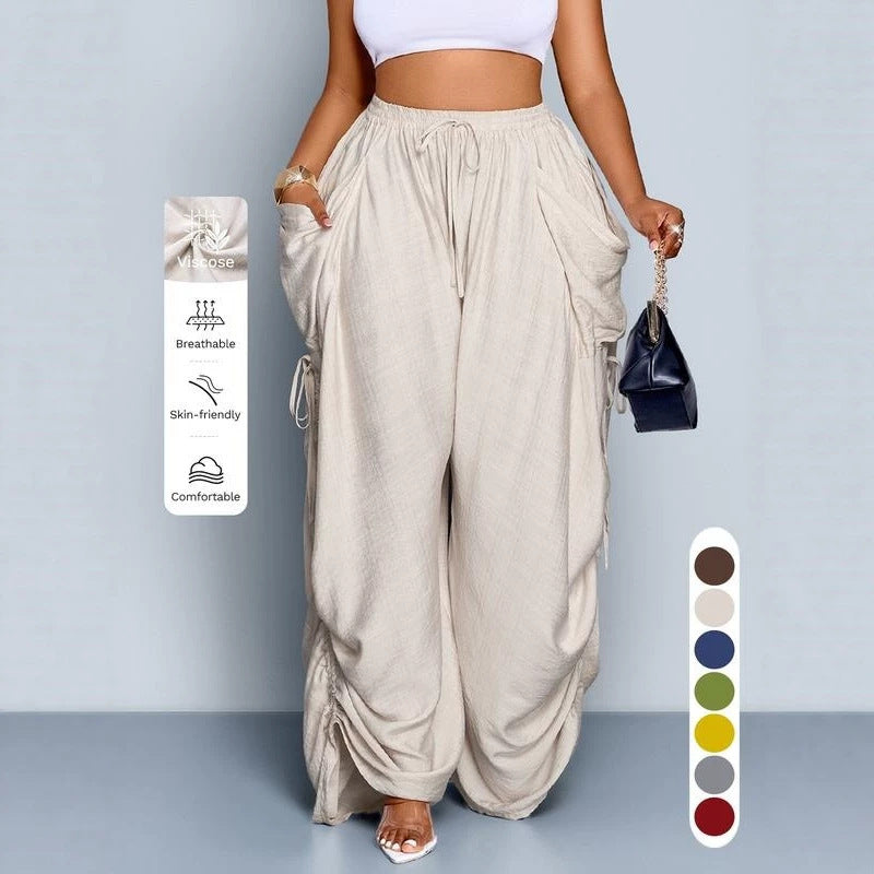Relaxed Wide-Leg Drawstring Trousers