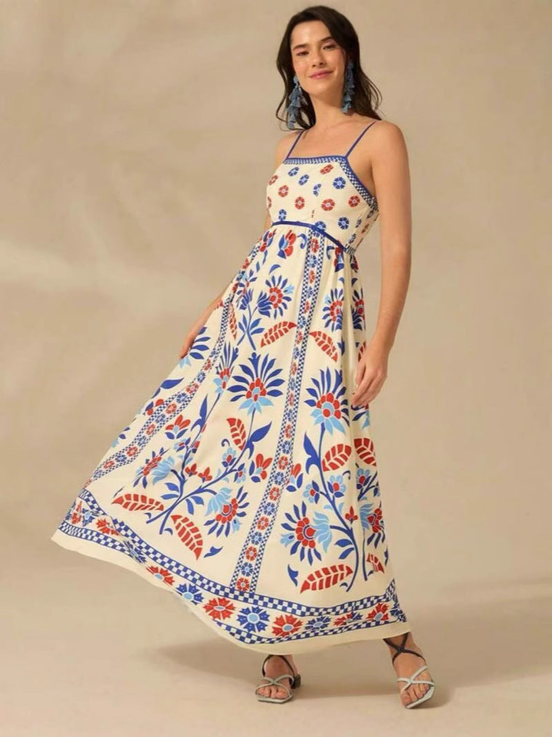 Floral Adjustable-Strap Maxi Dress