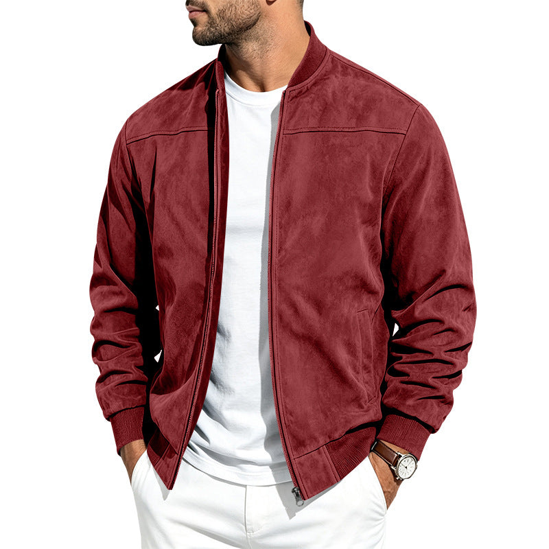 Suede-Look Zip-Front Jacket