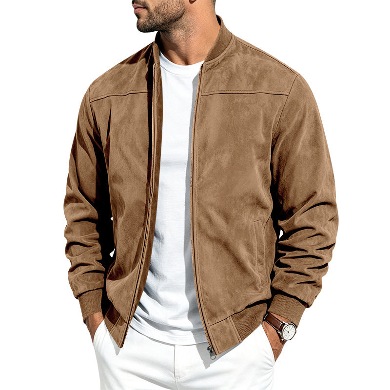 Suede-Look Zip-Front Jacket