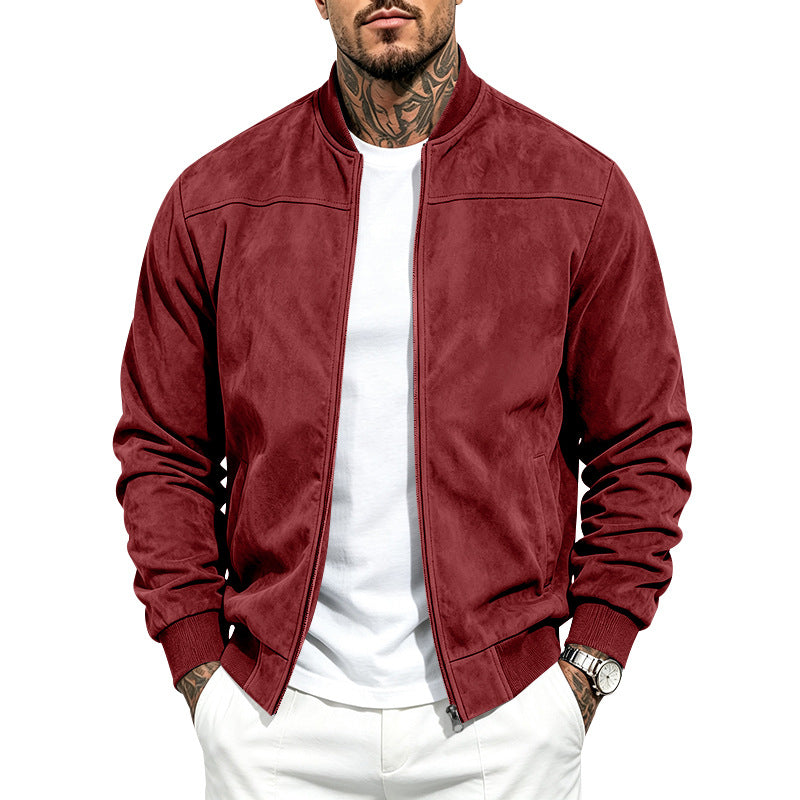 Suede-Look Zip-Front Jacket