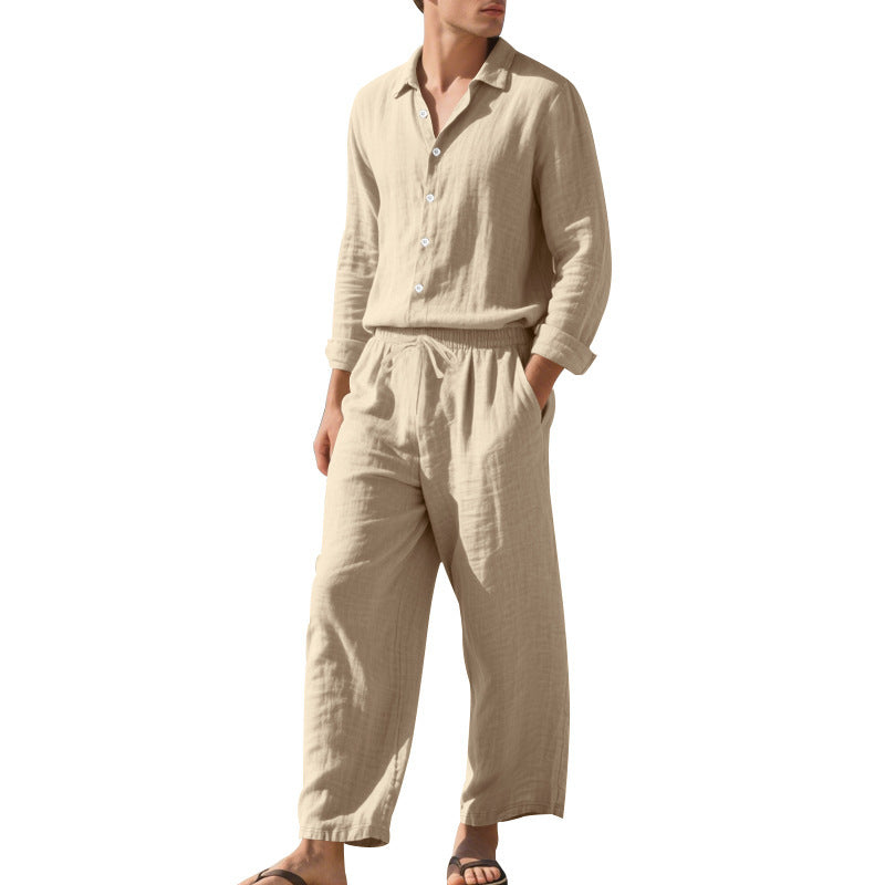 Linen Shirt & Trousers Two-Piece Set