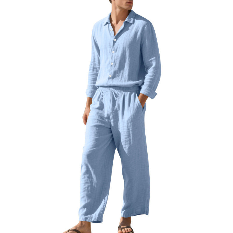 Linen Shirt & Trousers Two-Piece Set