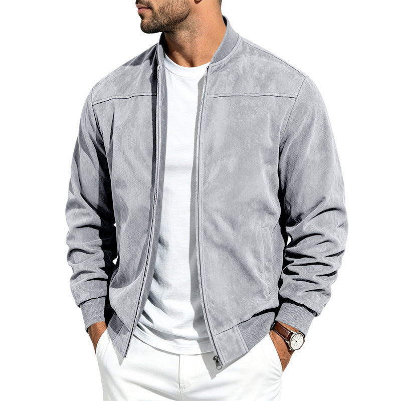 Suede-Look Zip-Front Jacket