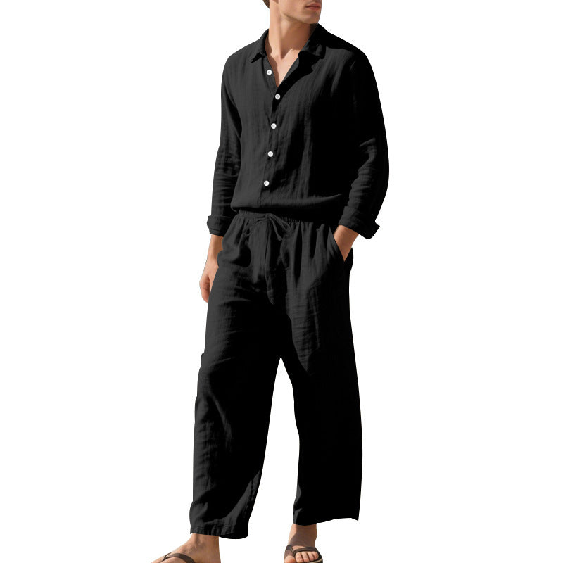Linen Shirt & Trousers Two-Piece Set