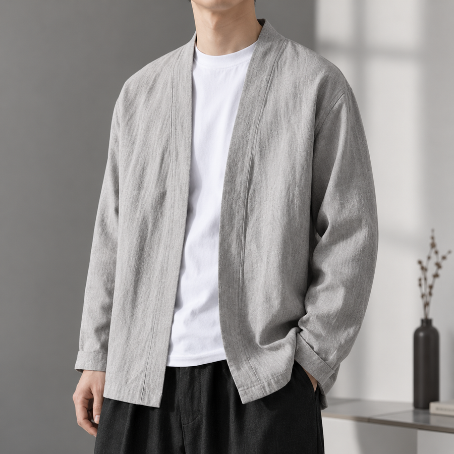 Open-Front Stand-Collar Shirt Jacket