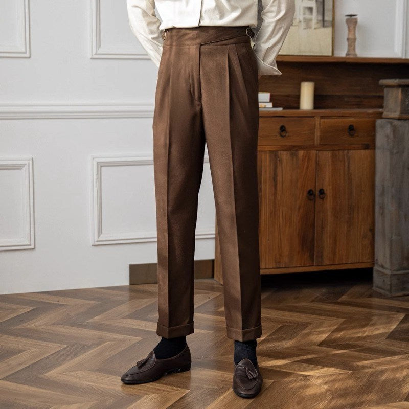 High-Rise Tailored Straight-Leg Trousers