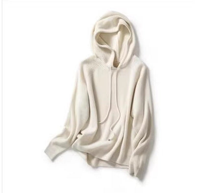 Bow-Detail Hooded Knit Sweater