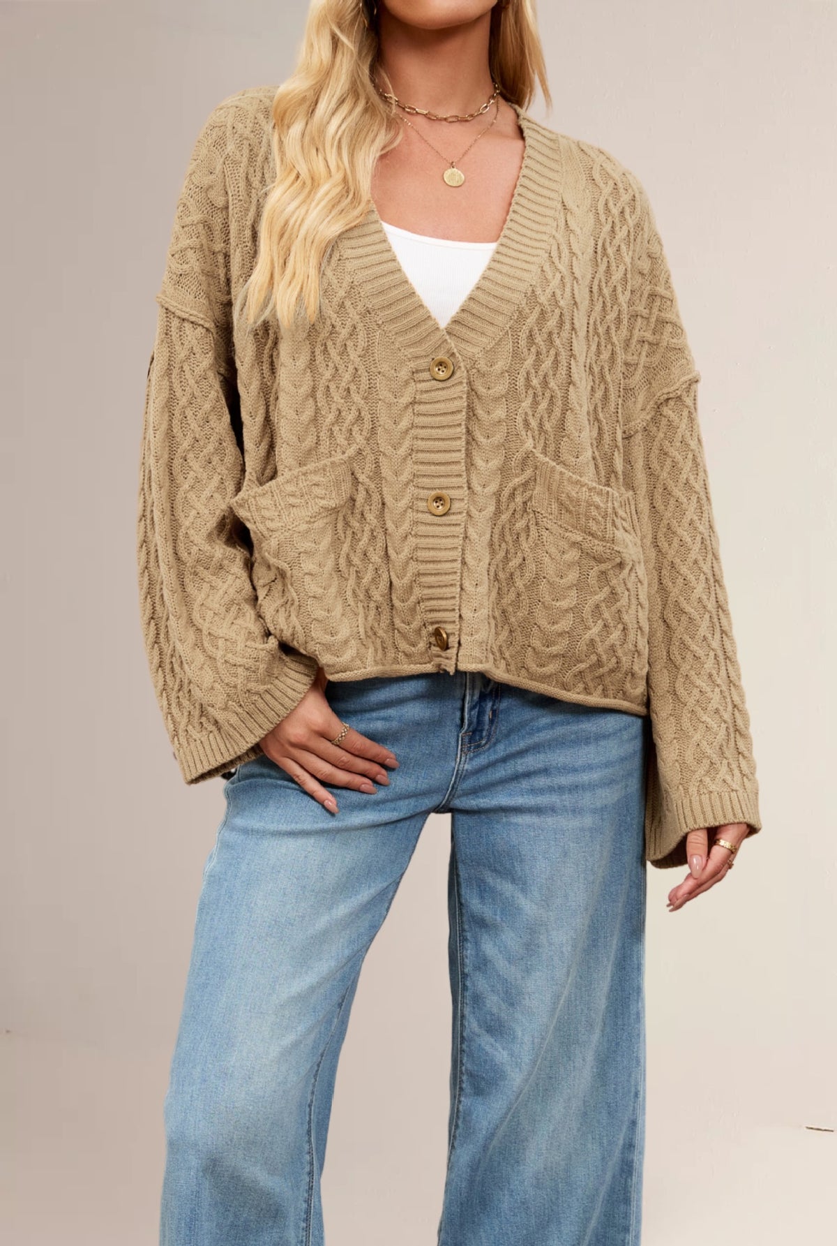 Relaxed V-Neck Knitted Cardigan