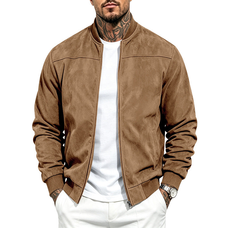 Suede-Look Zip-Front Jacket
