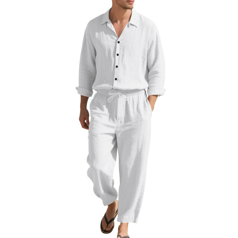 Linen Shirt & Trousers Two-Piece Set