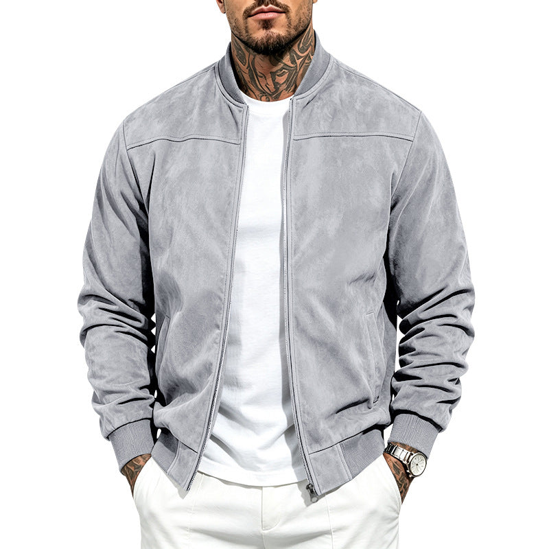 Suede-Look Zip-Front Jacket