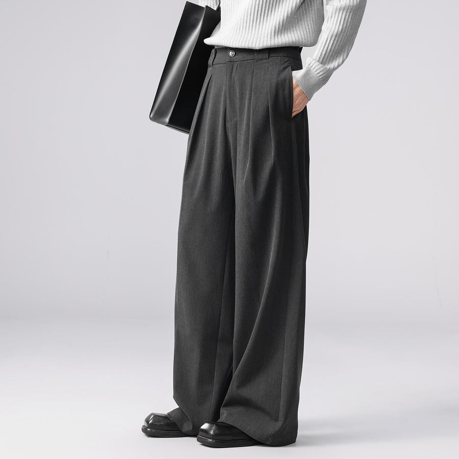 Double-Pleated Wide-Leg Trousers