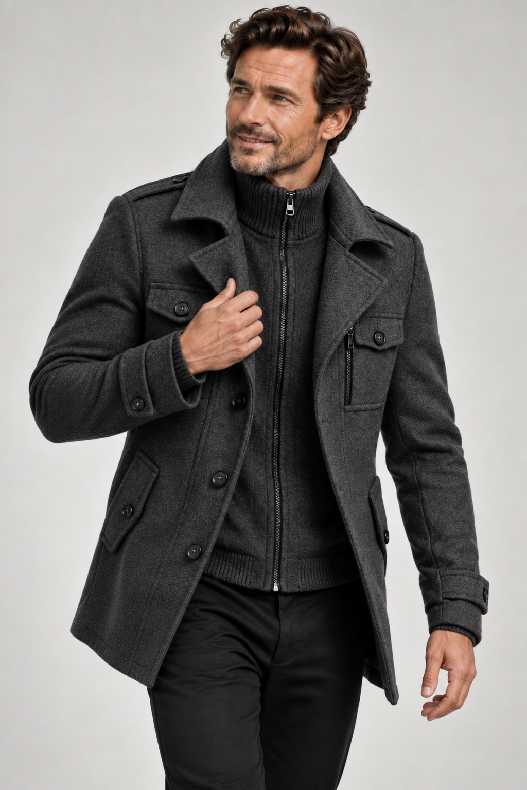 Double-Breasted Wool-Blend Overcoat