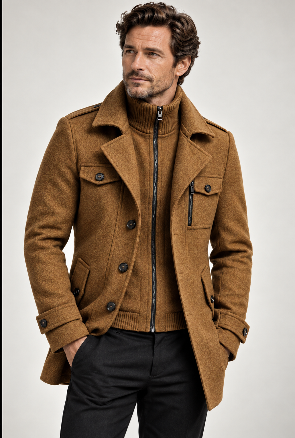 Double-Breasted Wool-Blend Overcoat