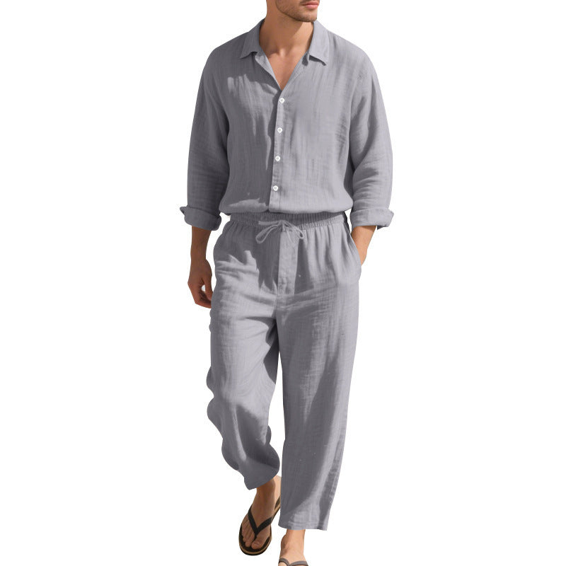 Linen Shirt & Trousers Two-Piece Set