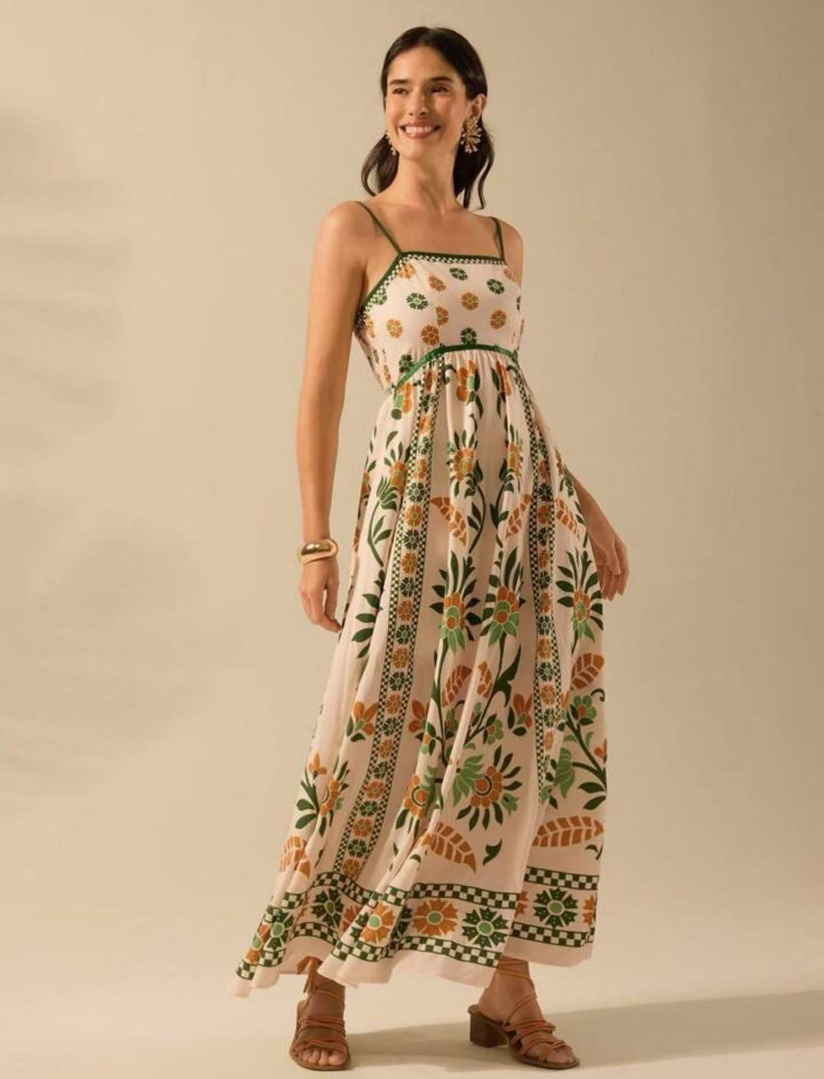 Floral Adjustable-Strap Maxi Dress