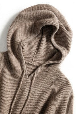 Bow-Detail Hooded Knit Sweater