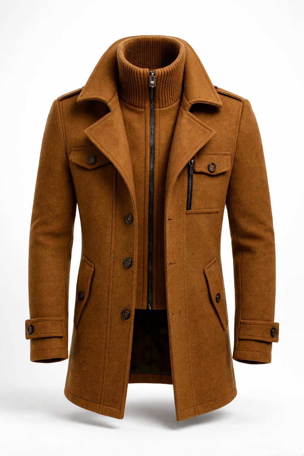 Double-Breasted Wool-Blend Overcoat