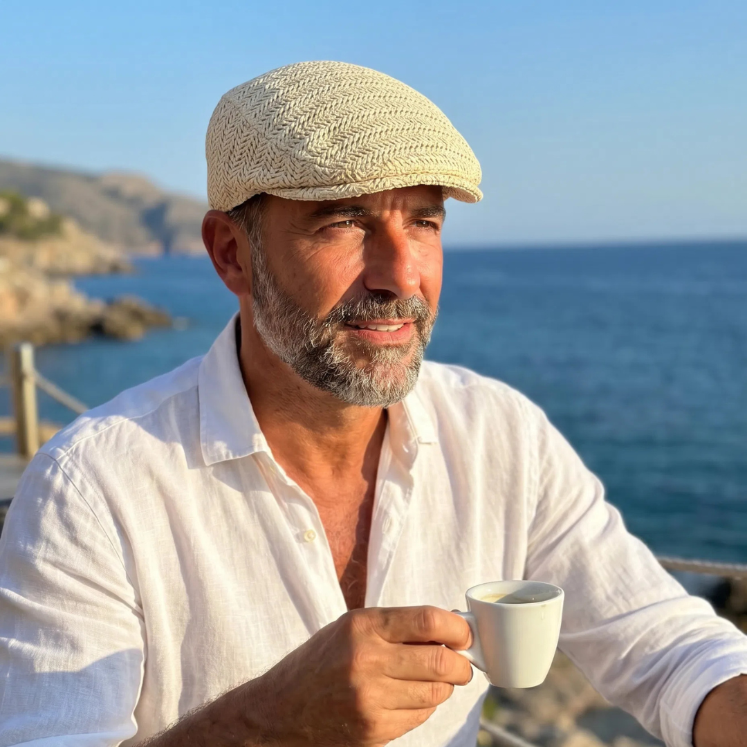 Woven Straw Flat Cap