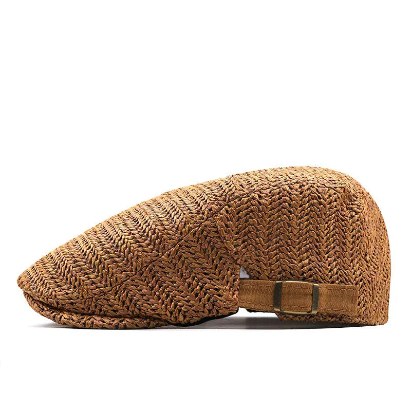 Woven Straw Flat Cap