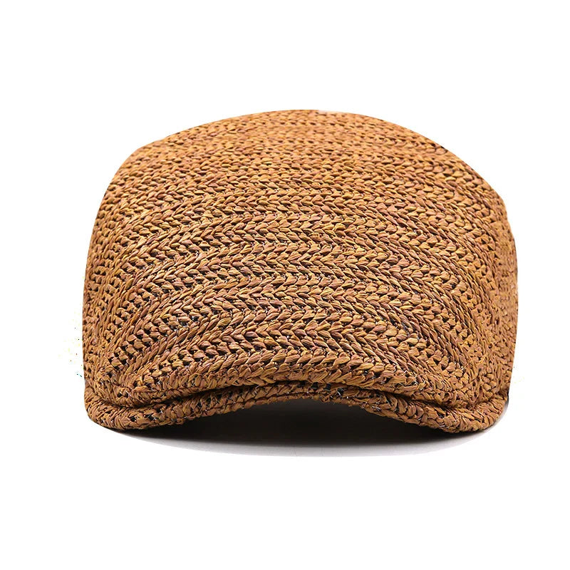 Woven Straw Flat Cap