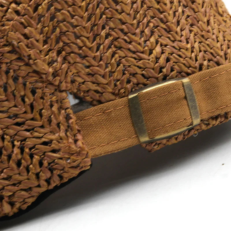Woven Straw Flat Cap