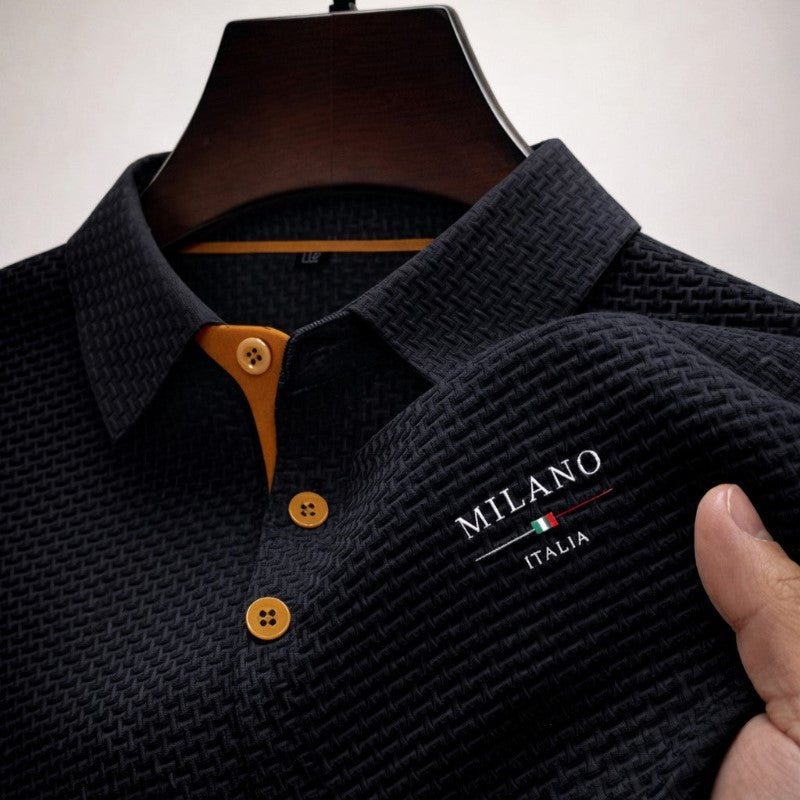 Textured Button-Placket Polo