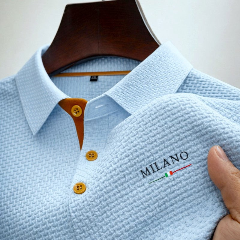 Textured Button-Placket Polo