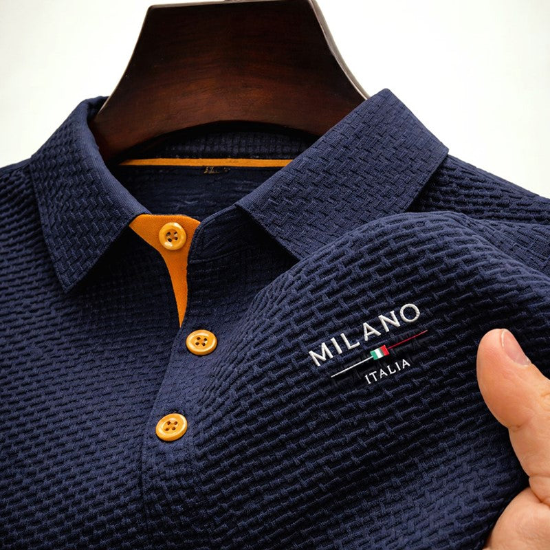 Textured Button-Placket Polo