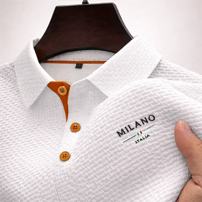 Textured Button-Placket Polo
