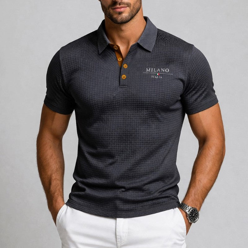 Textured Button-Placket Polo