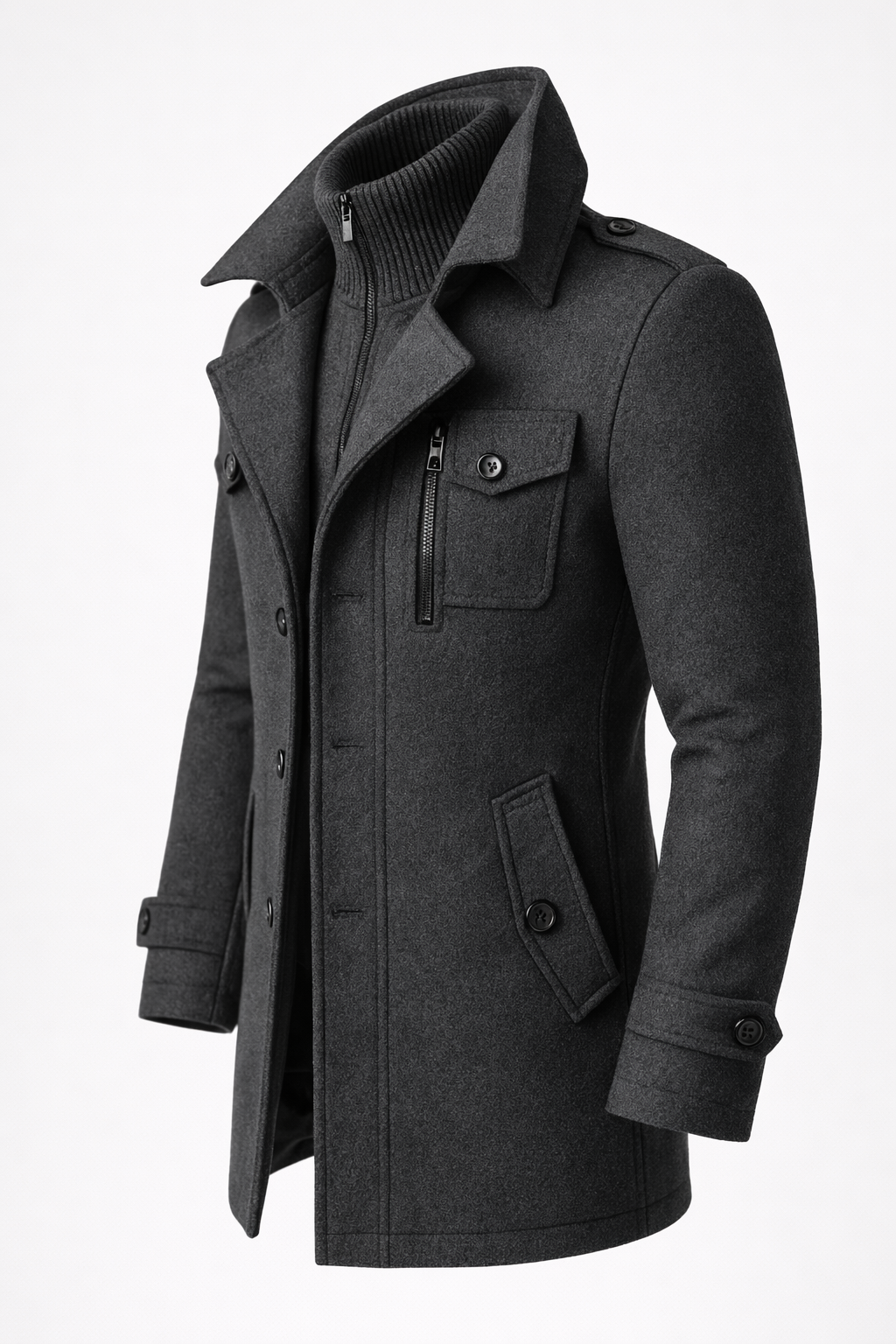 Double-Breasted Wool-Blend Overcoat