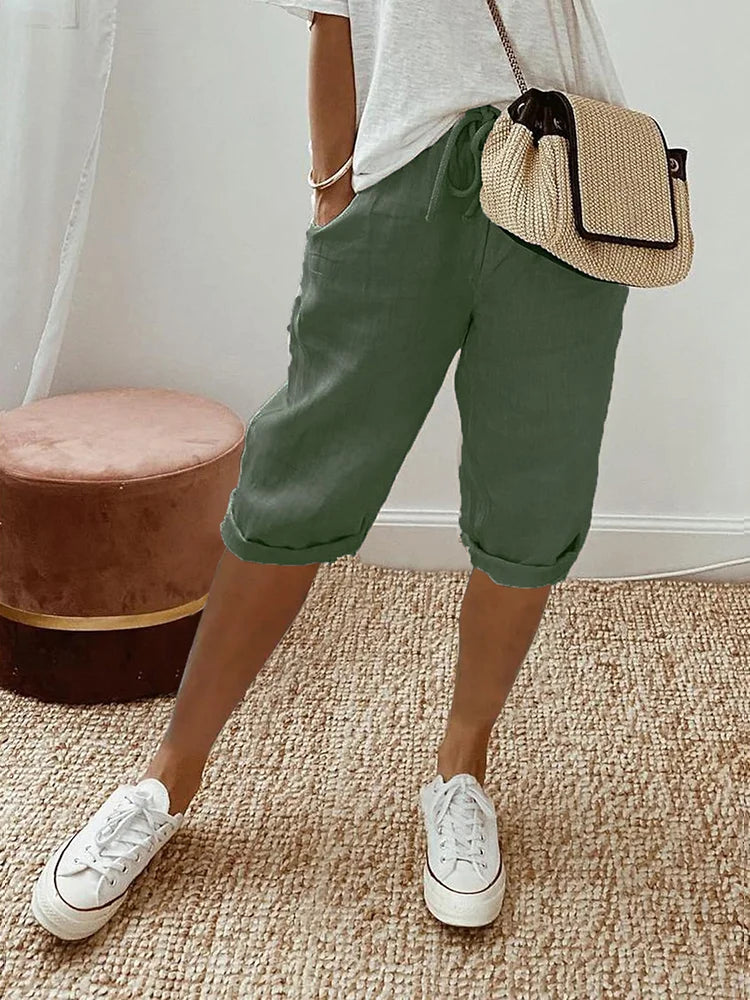 Relaxed Linen-Look Shorts