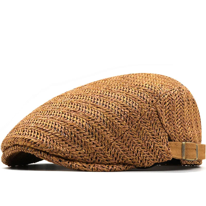 Woven Straw Flat Cap