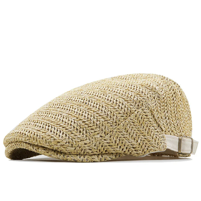 Woven Straw Flat Cap