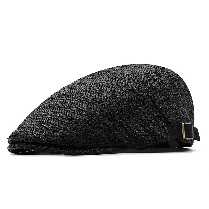 Woven Straw Flat Cap